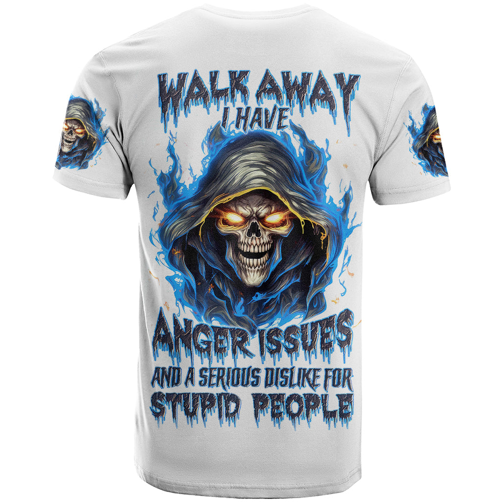 Death Skull T-Shirt Walk Away I Have Anger Issues And Dislike For Stupod People Graphic Tee