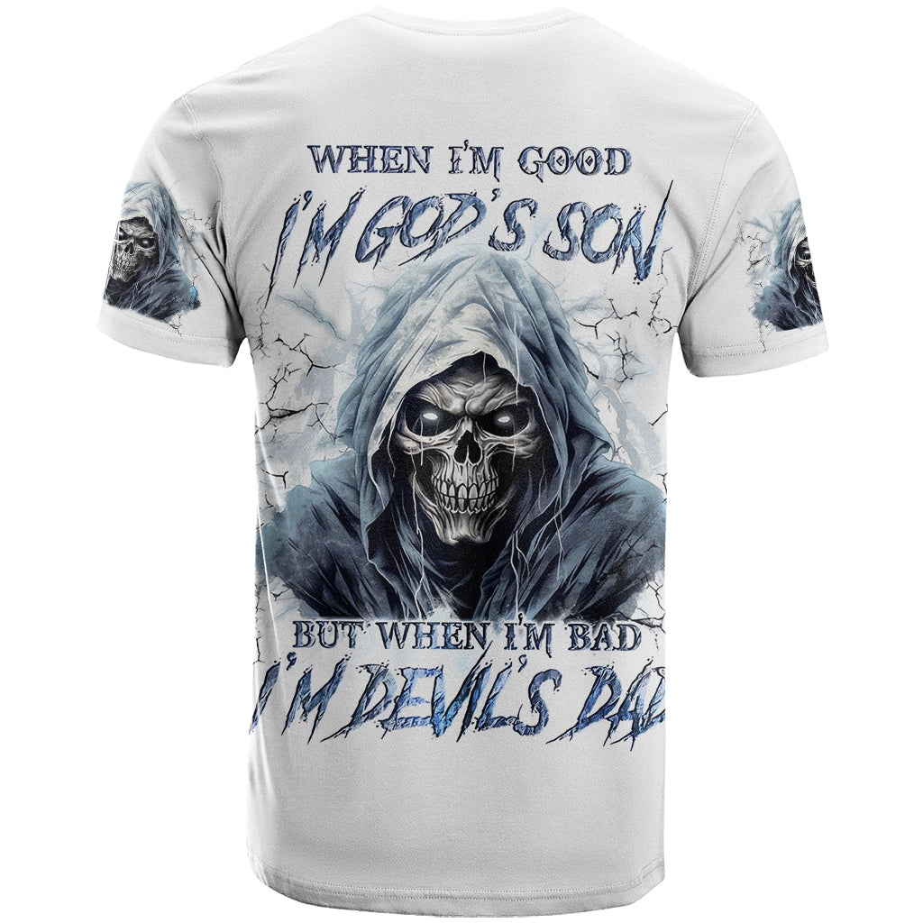Death Skull T-Shirt When I'm Good I God's Son But When I'm Bad I'm Devil's Dad Graphic Tee