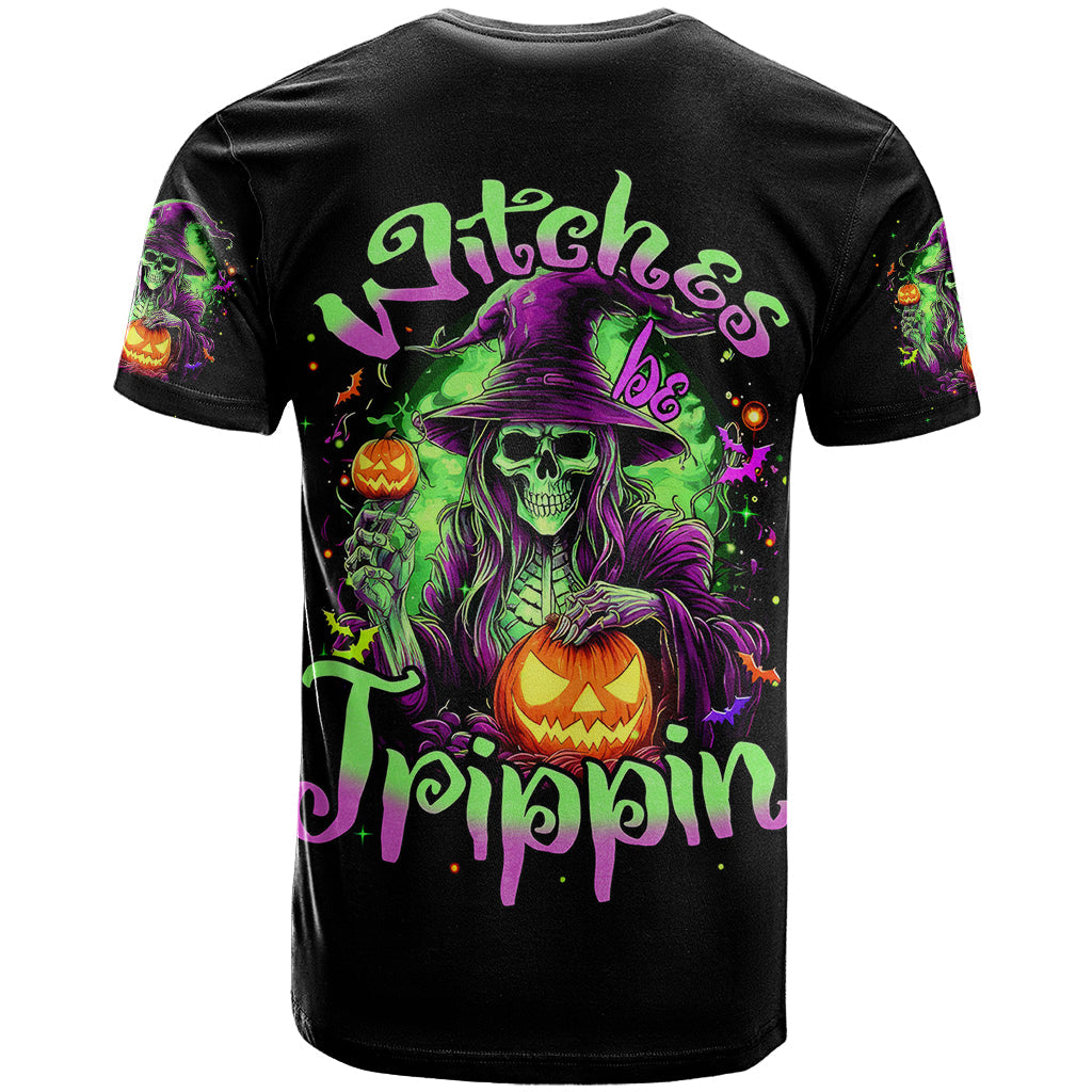 Pumpkin Witch Skull T-Shirt Witches Be Trippin Graphic Tee