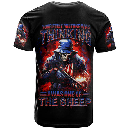 Soldier Skull T-Shirt Your First Mistake Was Thinking I Was One Of The Sheep Graphic Tee