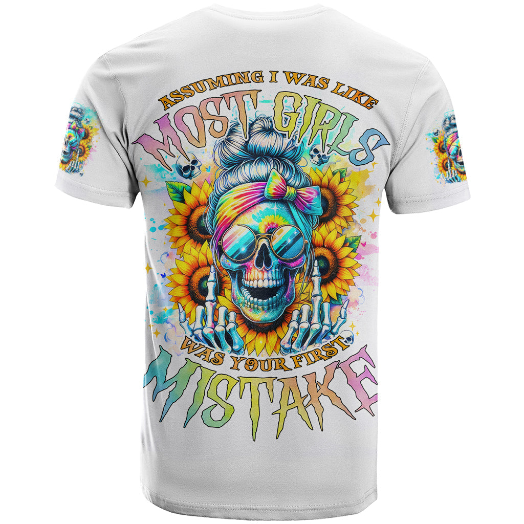 Skull Girl T-Shirt Assuming I Was Like Most Girls Was Your First Mistake Graphic Tee
