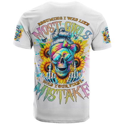 Skull Girl T-Shirt Assuming I Was Like Most Girls Was Your First Mistake Graphic Tee
