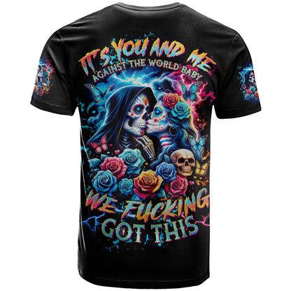 Couple Skull T-Shirt It't You And Me Against The World Baby Graphic Tee