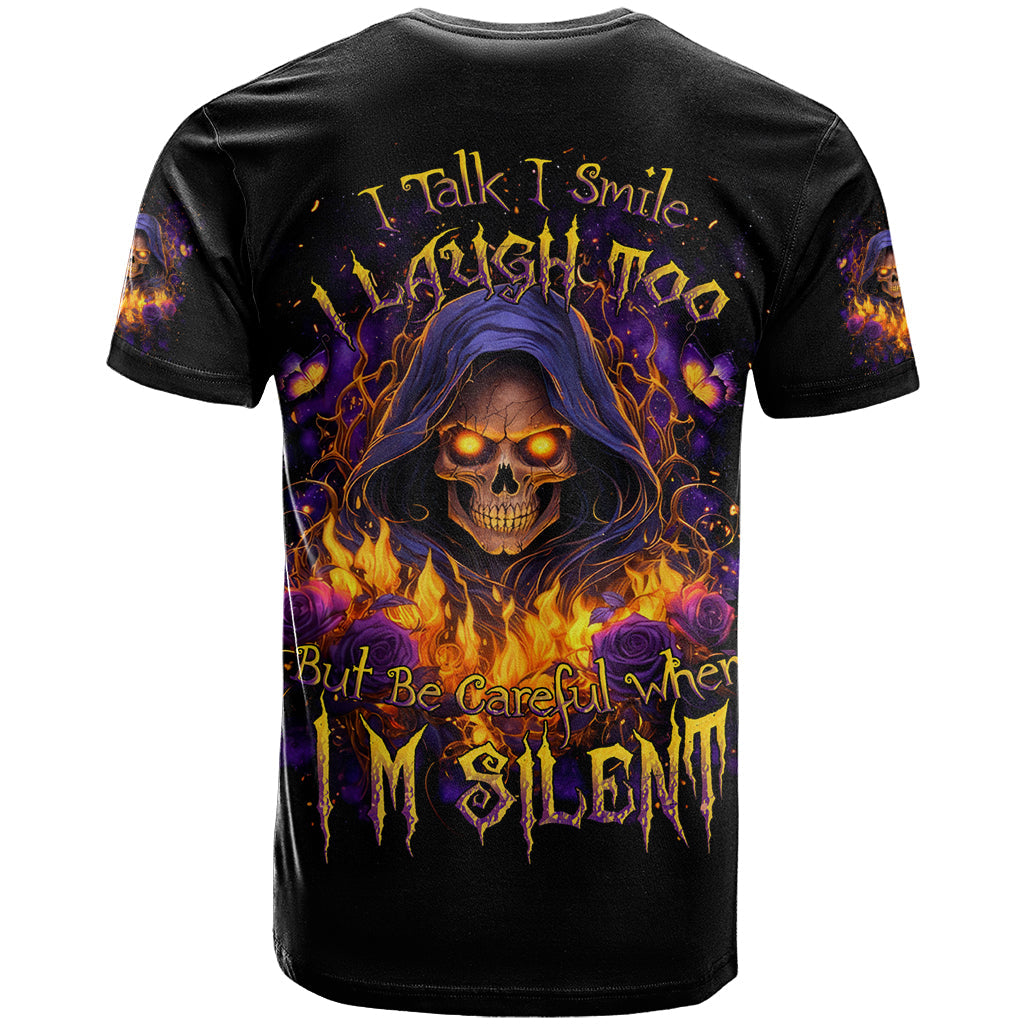 Flame Skull T-Shirt I Talk I Smite But Be Careful When I Silent Graphic Tee