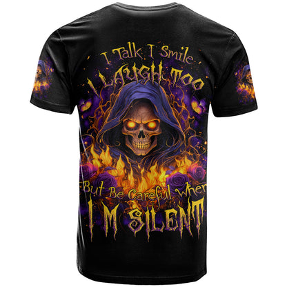 Flame Skull T-Shirt I Talk I Smite But Be Careful When I Silent Graphic Tee