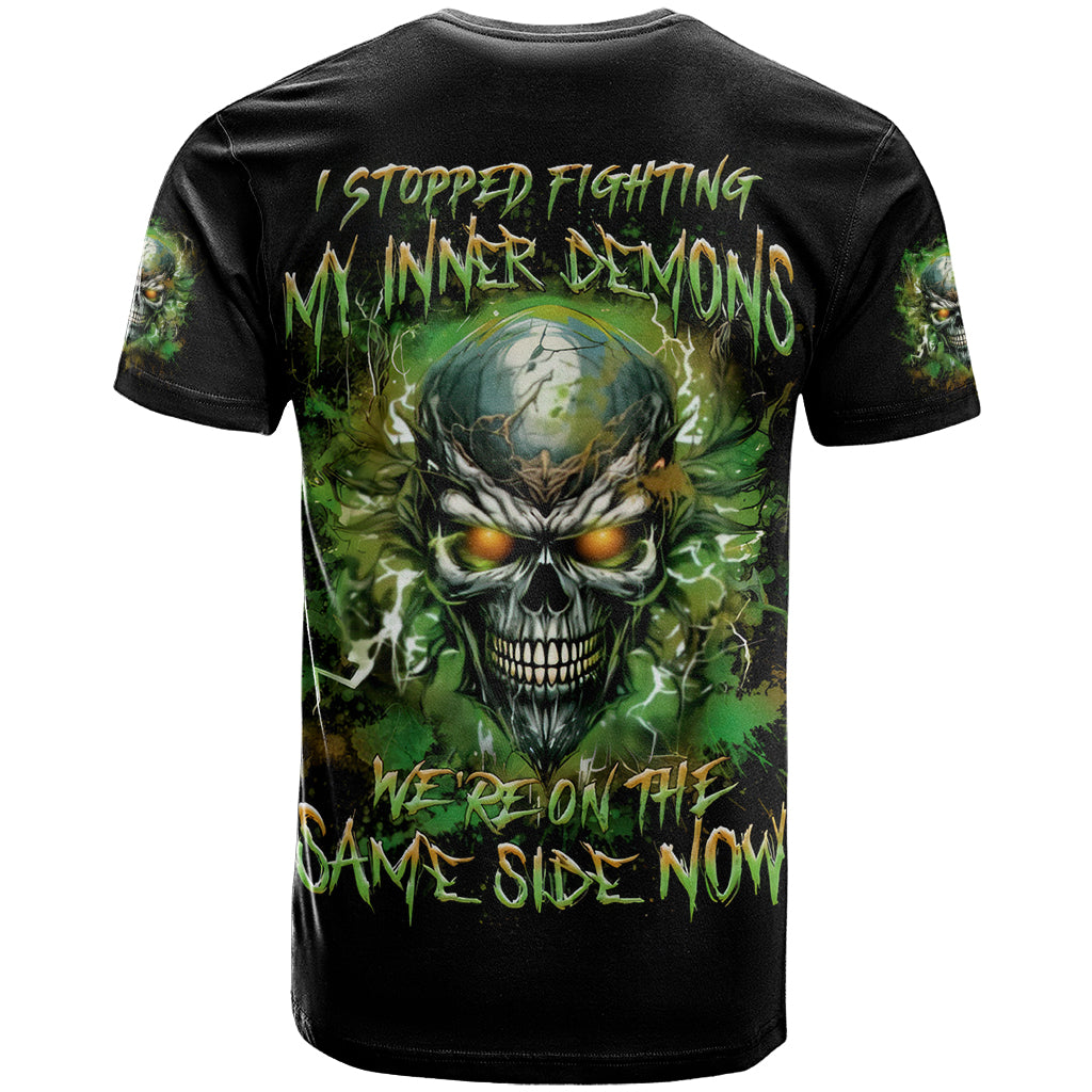 Old Skull T-Shirt I Stopped Fighting My Inner Demons We On The Same Side Now Graphic Tee