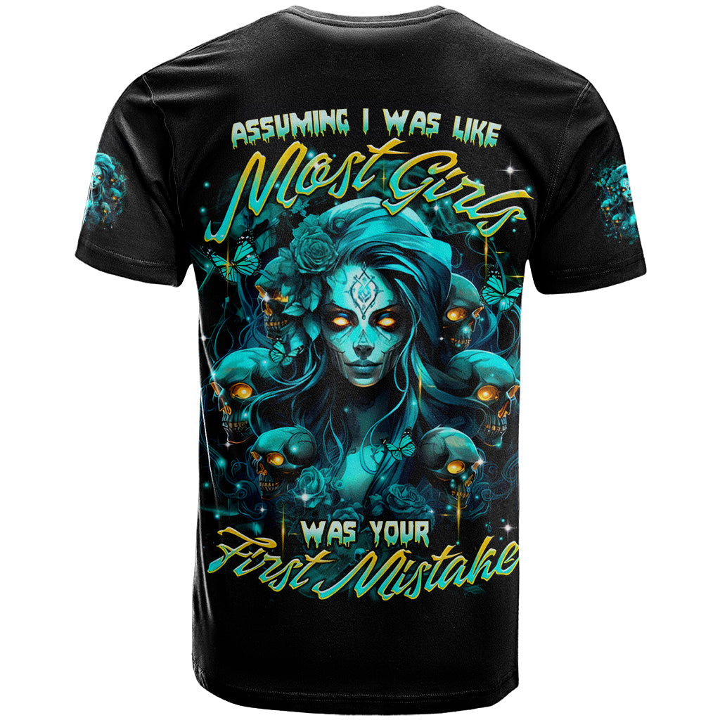 Lady Skull T-Shirt Assuming I Was Like Most Girls Was Your First Mistake Graphic Tee