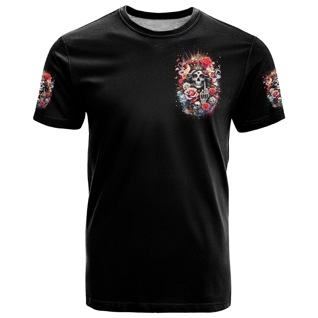 Rose Skull T-Shirt Like Me Or Not I Don't Give A Flying Fuck Graphic Tee