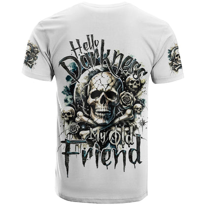 Black Skull T-Shirt Hello Darkness My Old Friend Graphic Tee