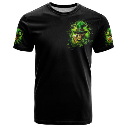 Irish Skull T-Shirt The Devil Whispered To Me I'm Coming For You I Whisper Back Bring Beer Graphic Tee