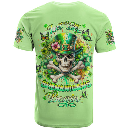 Irish Skull T-Shirt Let The Shenanigans Begin Graphic Tee