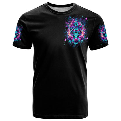 Rose Skull T-Shirt She Whispered Back Iam The Storm Graphic Tee