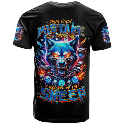 Wolf Skull T-Shirt Your First Mistake Was Thinking I was One Of The Sheep Graphic Tee