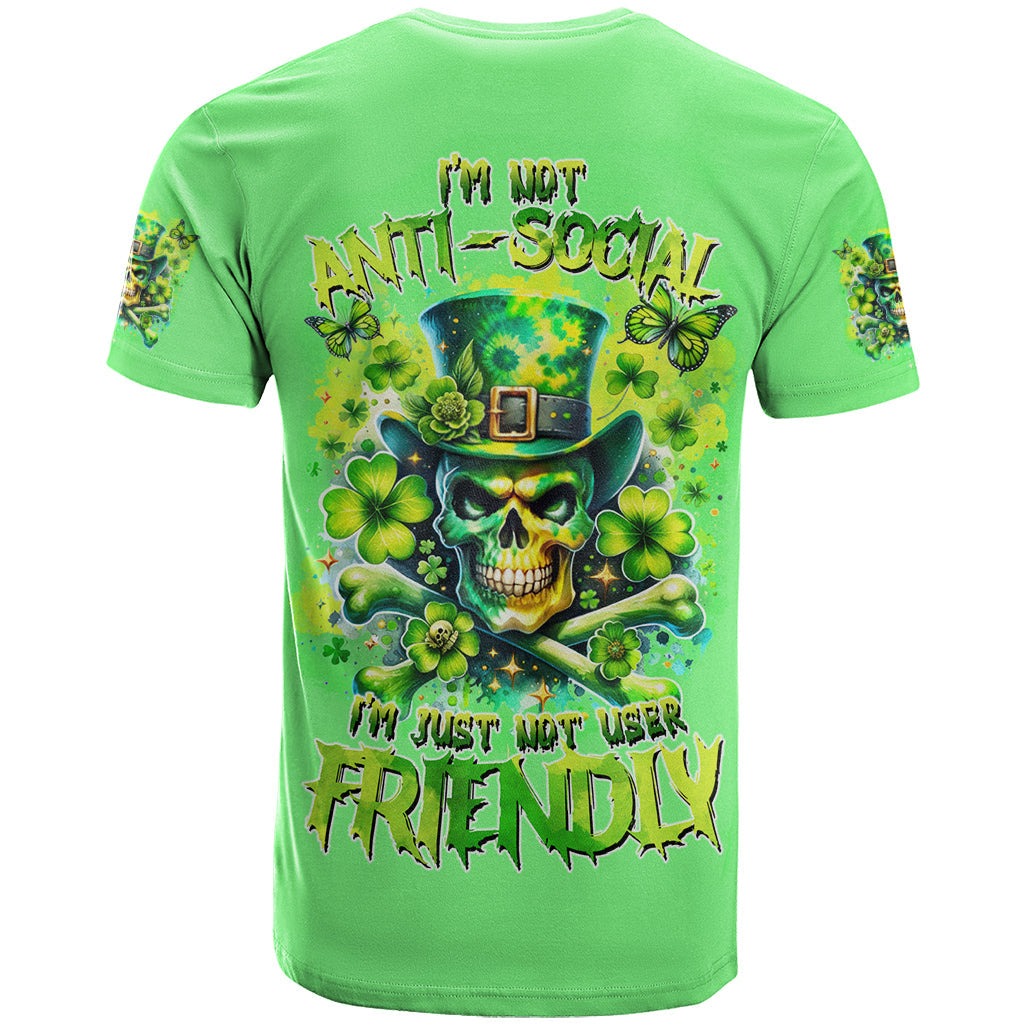 Irish Skull T-Shirt I'm Not Anti Social I'm Just Not User Friendly Graphic Tee