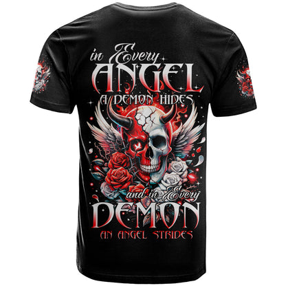 Devil Skull T-Shirt In Every Angel A Demon Hides And In Every Demon An Angel Strides Graphic Tee