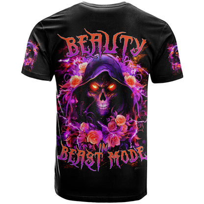 Rose Skull T-Shirt Beasuty In Beast Mode Graphic Tee