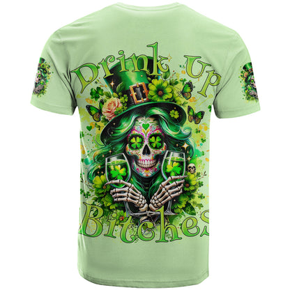 Irish Skull T-Shirt Drink Up Bitches Graphic Tee
