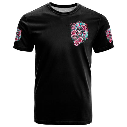 Rose Skull T-Shirt Hater Make Me Famous So Keep On Hating Me Bitch Graphic Tee