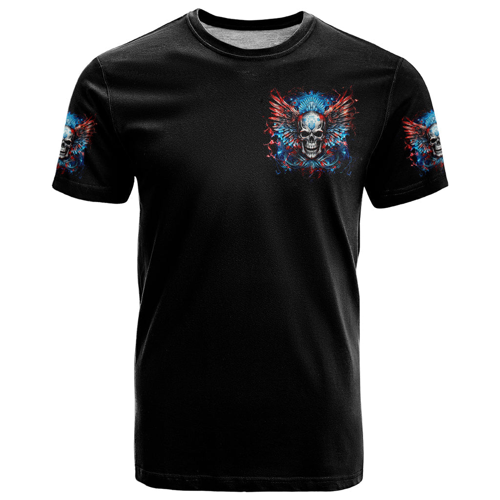 Wings Skull T-Shirt People Are Asking Me Which Sign I was Born Under I Was Born Under A Warning Sigh Graphic Tee