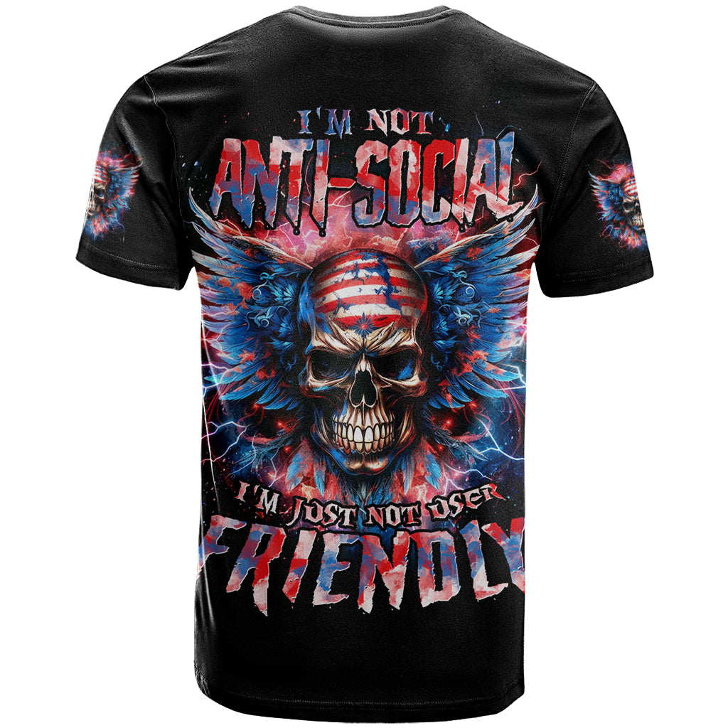 American Skull T-Shirt I'm Not Anti Social I'm Just Not User Friendly Graphic Tee