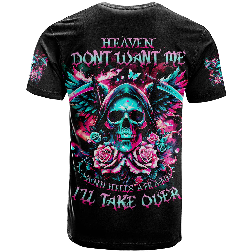 Rose Skull T-Shirt Heaven Don't Want Me And Hell's Afraid I'll Take Over Graphic Tee