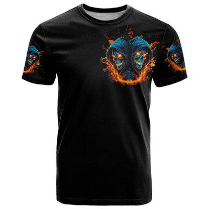 Double Fire Skull T-Shirt I Have 3 Side Quite Funny And The Side You Never Want To See Graphic Tee