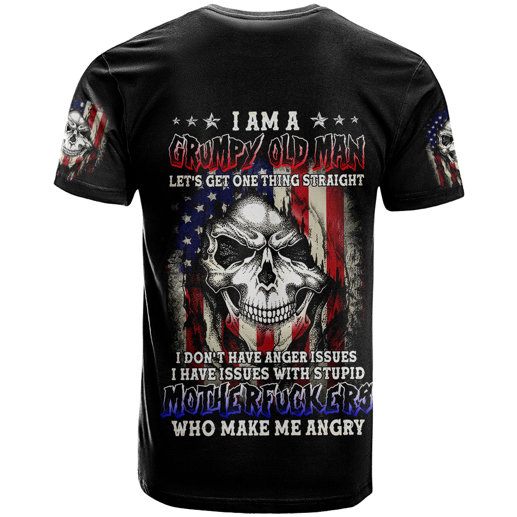 American Skull T-Shirt Grumpy Old Man Motherfuckers Who Make Me Angry Graphic Tee