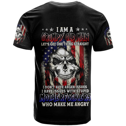 American Skull T-Shirt Grumpy Old Man Motherfuckers Who Make Me Angry Graphic Tee