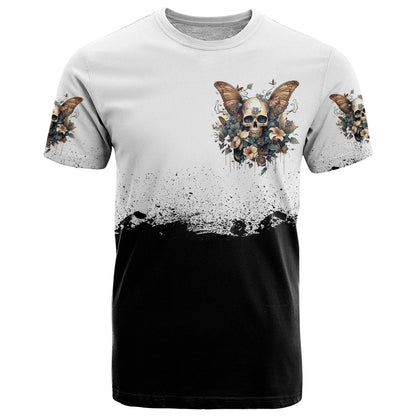 Butterfly Skull T-Shirt Flower Butterfly Gothic Skull Graphic Tee