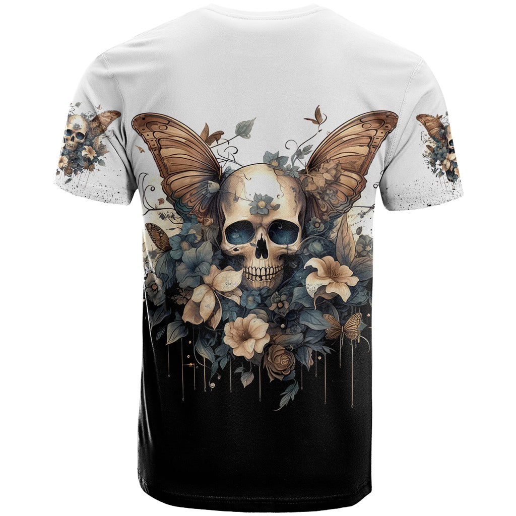 Butterfly Skull T-Shirt Flower Butterfly Gothic Skull Graphic Tee
