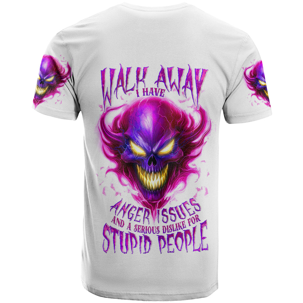 Flame Skull T-Shirt Walk Away I Have Anger Issues And Dislike For Stupod People Graphic Tee