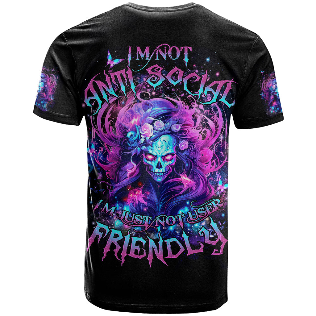 Lady Skull T-Shirt I'm Not Anti Social I'm Just Not User Friendly Graphic Tee