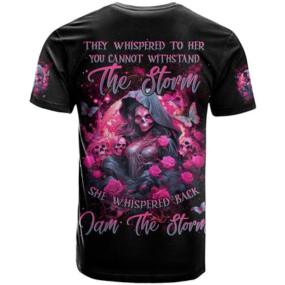 Witch Skull T-Shirt They Whispered To Her You Cannot Withstand The Storm Graphic Tee