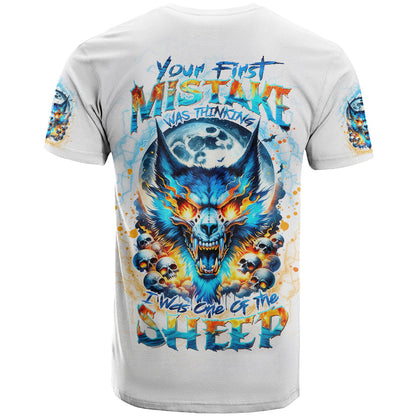 Wolf Skull T-Shirt You First Mistake Was Thinking I Was One Of The Sheep Graphic Tee