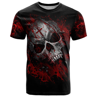 Skull T-Shirt Bloody Skull Scream Graphic Tee