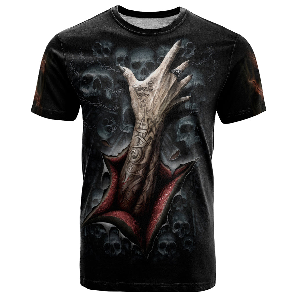 Skull T-Shirt Skeleton Ripped inside Graphic Tee