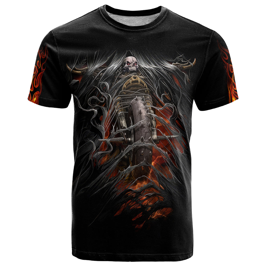 Flaming Skull T-Shirt Death Angel Riding Motocycle Graphic Tee