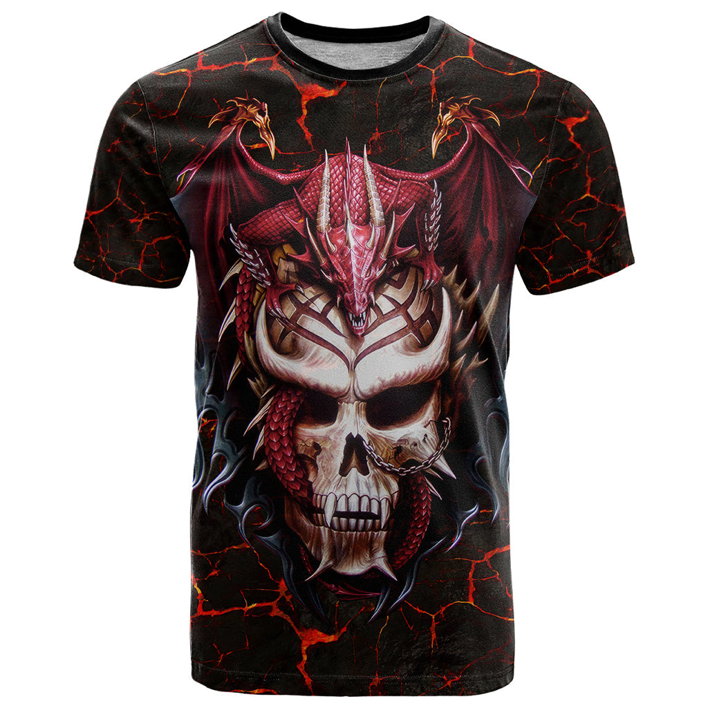 Infernal Draconic Skull T-Shirt Embracing the Fiery Soul Graphic Tee
