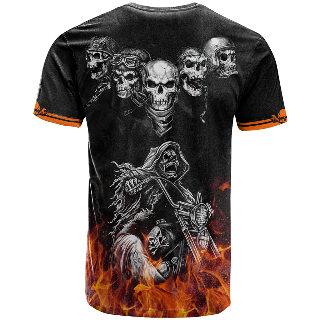 Skull T-Shirt Five Skull With Motocycle Graphic Tee
