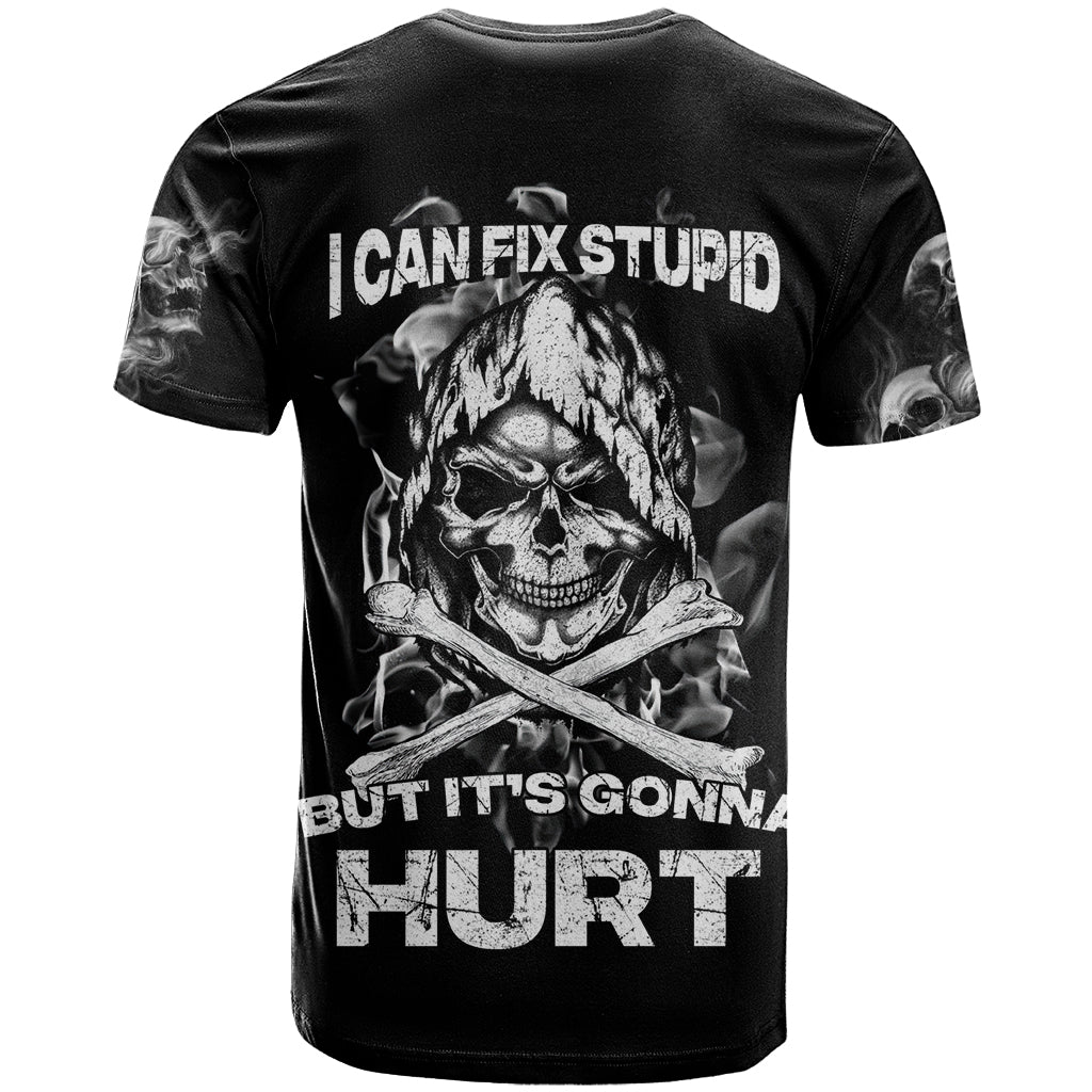 Skull T-Shirt I Can Fix Stupid Graphic Tee