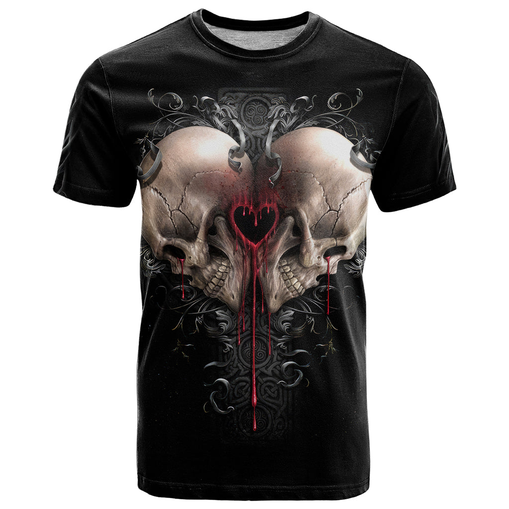 Reaper Heart T-Shirt Eternal Embrace - Uniting Souls in the Realm of Skulls Graphic Tee