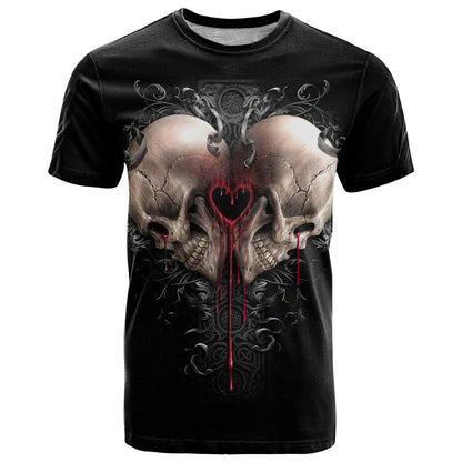 Reaper Heart T-Shirt Eternal Embrace - Uniting Souls in the Realm of Skulls Graphic Tee