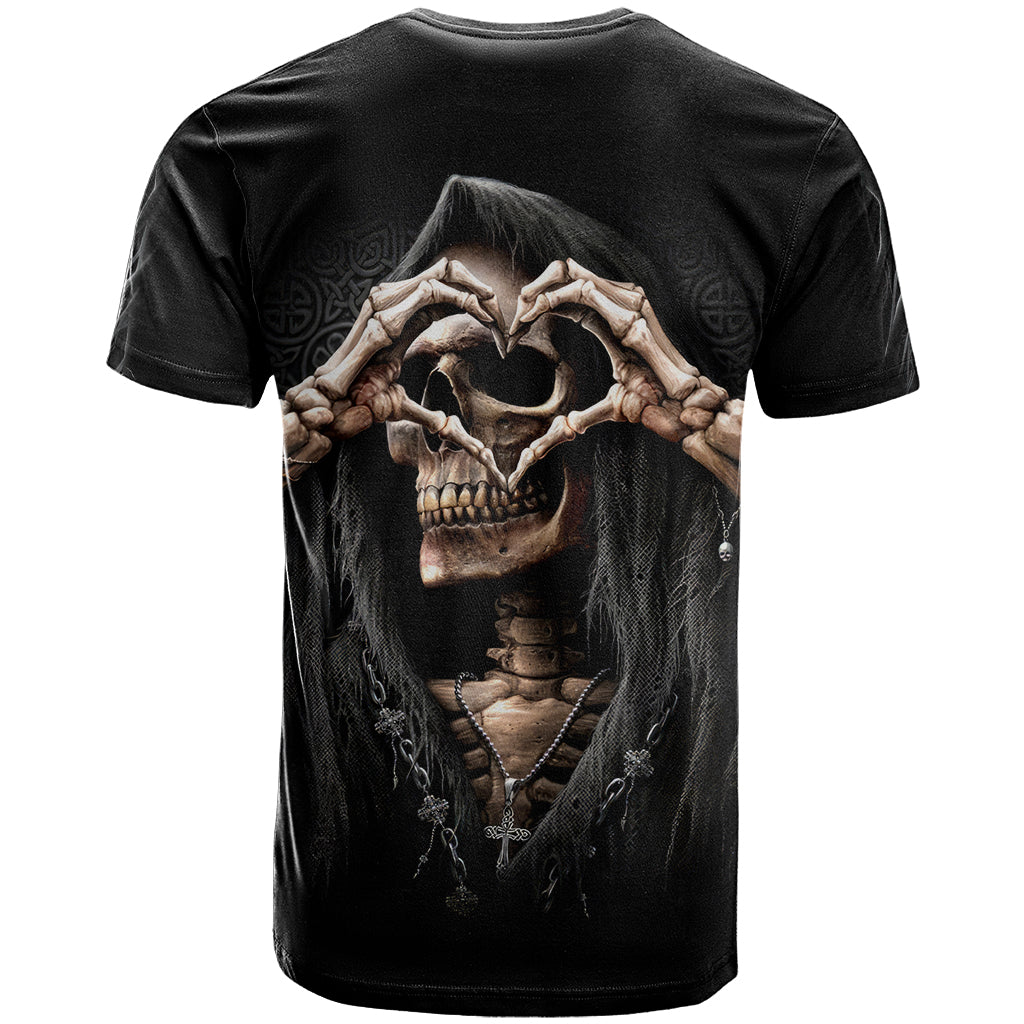 Reaper Heart T-Shirt Eternal Embrace - Uniting Souls in the Realm of Skulls Graphic Tee