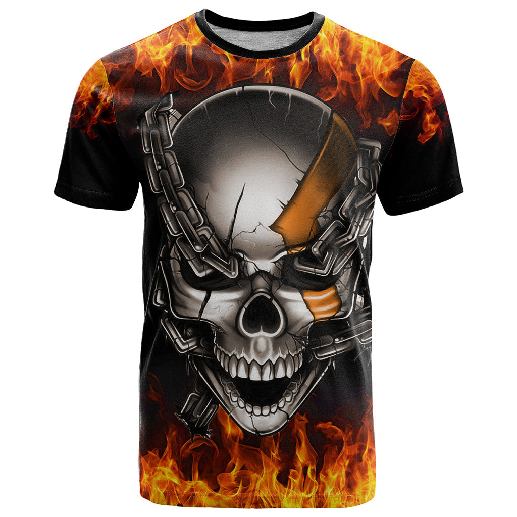 Metal Skull T-Shirt Infernal Chains in Fiery Abyss Graphic Tee