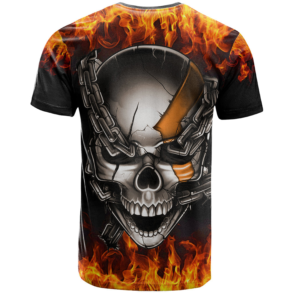 Metal Skull T-Shirt Infernal Chains in Fiery Abyss Graphic Tee
