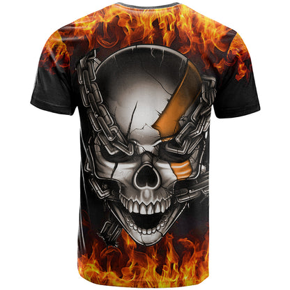 Metal Skull T-Shirt Infernal Chains in Fiery Abyss Graphic Tee