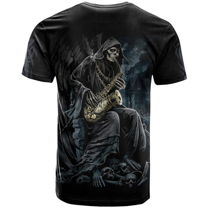 Skull T-Shirt Musician Of Death Graphic Tee