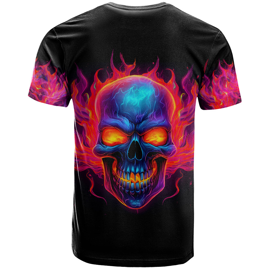 Skull T-Shirt Purple Skull Fire Graphic Tee