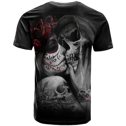 Skull T-Shirt Death Angel And Da de Muertos Girl Graphic Tee