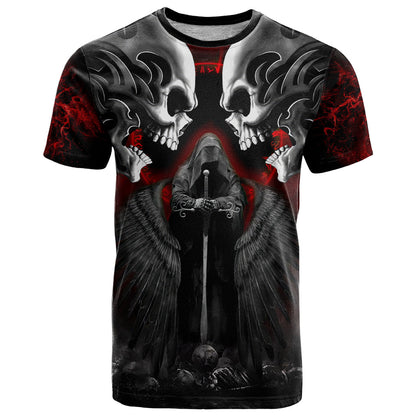 Skull T-Shirt Double Skull And Death Angel Graphic Tee